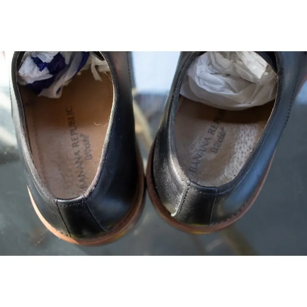 BANANA REPUBLIC‎ Ortholite Italian Leather Black Dress Oxfords Shoes Mens Sz 10